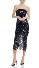 $695 Milly Kait Dress Womens 4 Sequin Strapless Formal Party Evening Gown Midi