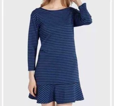 Draper James Blue Striped Tulip Dress Long Sleeves Women Size XL