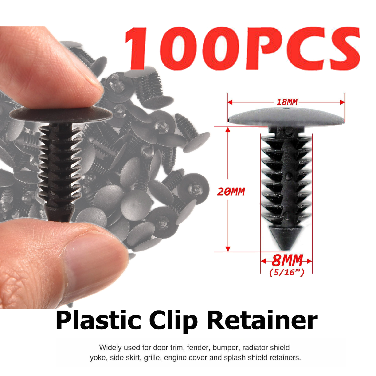 100PCS 8MM tree shaped Bumper Clips Auto Car Hole Plastic Rivets Fastener Fender