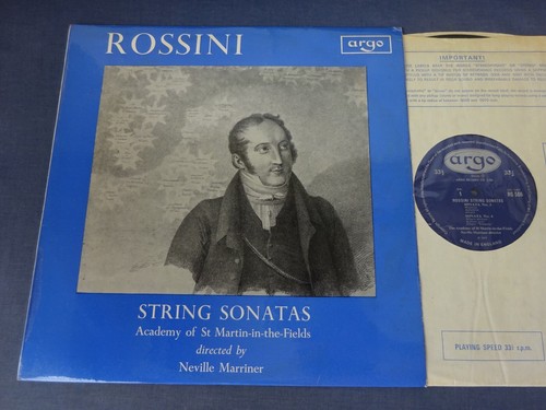 ROSSINI - STRING SONATAS 1, 3, 5 & 6 LP, ASMF, Neville Marriner, ARGO RG 506
