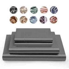 100% Mulberry Silk Bed Sheet Set Smooth Silky Fitted Sheet Flat Sheet Pillowcase