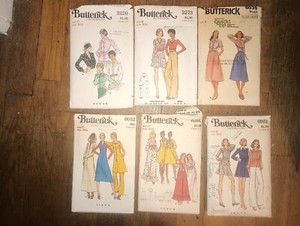 Lot Of 6 Vintage Butterick Size 8 Bust 31 1/2 Misses Sewing Patterns Gown Robe