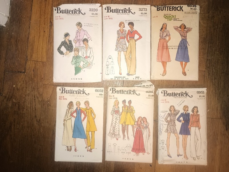 Lot Of 6 Vintage Butterick Size 8 Bust 31 1/2 Misses Sewing Patterns Gown Robe