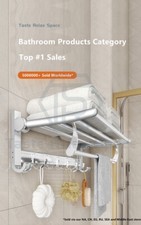 Bathroom Double Towel Rack Rail 2 Shelf Wall Mounted Hook Corner Holder Hanger