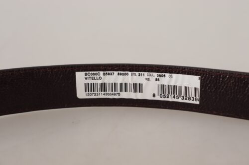 Dolce & Gabbana Cinturón Becerro Marrón Cuero Vintage Logo Metal Hebilla S. - Imagen 5 de 6