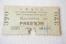 1957 Manchester to Preston LMS Railway Train Ticket