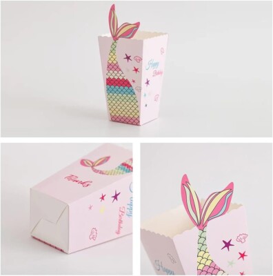 MiaLover 12 Stück Popcorn Box-Candy Container，Meerjungfrau Popcorn Tüten
