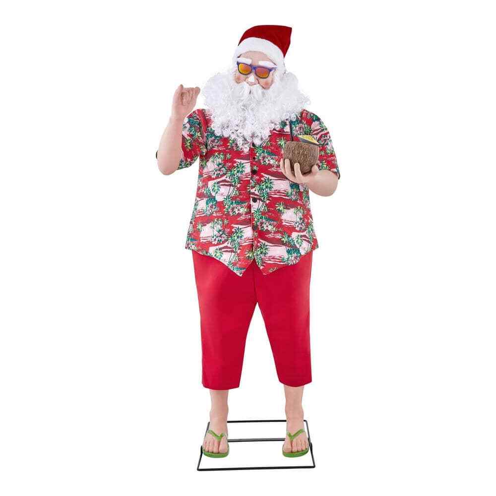 Home Accents Holiday 6 Ft. Christmas Animated Beach Santa Spreads