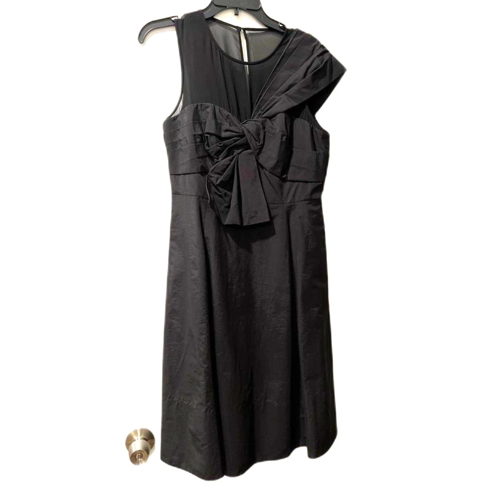 ABITO KATE SPADE NERO FAILLE FIOCCO DAVANTI TAGLIA 6 NUOVO CON ETICHETTE