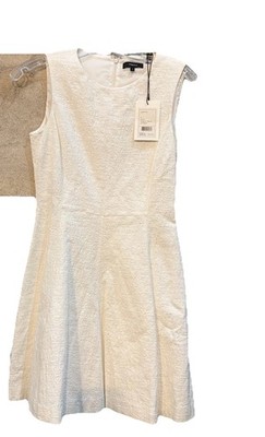 NWT THEORY Albita SL Fit Flare White Wrighton Texture 98% Cotton Dress MSRP $255
