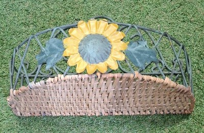 Vintage Französisches Halbmond Sonnenblume Schmiedeeisen Regal