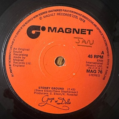 Guys 'n' Dolls   Stoney Ground 7'' Single Record 1976 Magnet Pop 45 RPM