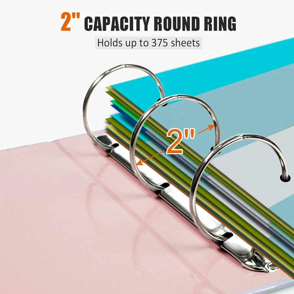 Mini carpeta de 3 anillos 5,5 x 8,5, carpeta de 2 pulgadas, anillo redondo, rosa, paquete de 2 Foto 4 de 4