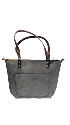Portland Leather Goods STORM Medium Zip Tote Grizzly Handles | eBay