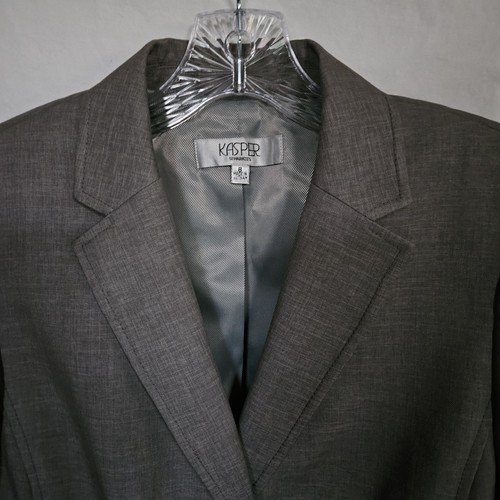 Blazer Kasper Nuevo con Etiquetas Gris 2 Botones Muesca Cuello Carrera Oficina Mujer’s Talla 8 - Imagen 3 de 5