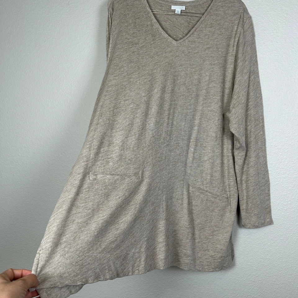 J. Jill Talla Grande 3X Camiseta Manga Larga 100% Algodón Tostado Cuello en V con Bolsillos Foto 4 de 4