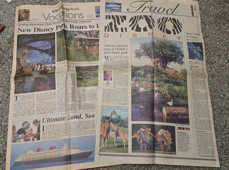 Vintage Zegrahm Space Voyages Animal Kingdom Walt Disney World Newspapers 