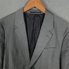 Theory Chambers Blazer 40L Gray Gingham Slim Tailored Wool Sport Coat Jacket