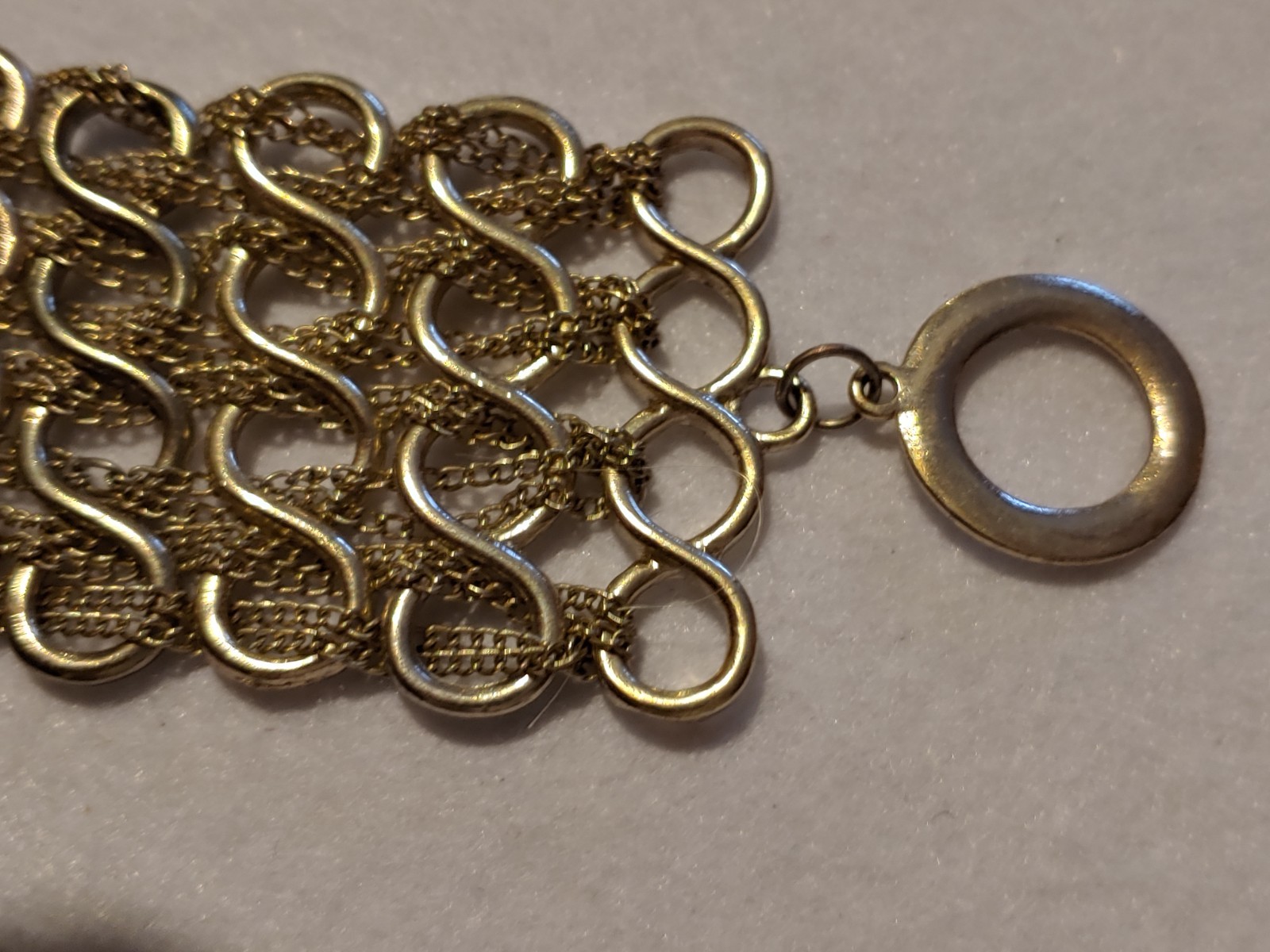 Bracelet - toggle lock - Multi Strand Silver Tone… - image 4