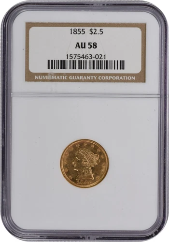 1855 $2.50 Gold Liberty Head AU58 NGC