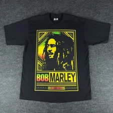 Vintage Bob Marley Shirt Mens XL Black Rap Tee Roots Rock Reggae Graphic Tee 00s