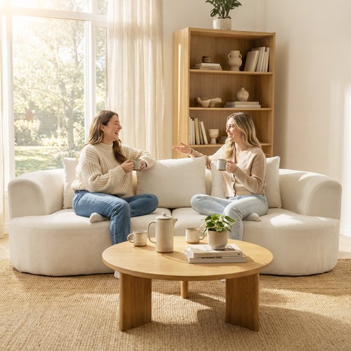3-Sitzer Sofa, 260cm Cloud-Couch mit 3 Lendenkissen, Chenilleoptik, Refurbished - Bild 10 von 10