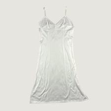 Vintage 70s FAI Full Slip Size 34 White Nylon Lace Trim Made in USA ILGWU