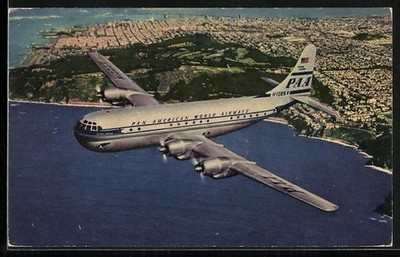 Flugzeug: Pan America´s Double-decked Super Strato Clipper, Ansichtskarte 