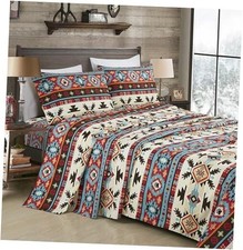 4-Piece Southwestern Geometric Motif Sheet Set Queen Multi Geometric Motif
