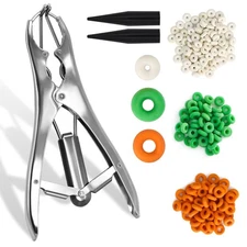 Goat Banding Kit Livestock Rubber Bands Expander Tool for Sheep Calves Hogs