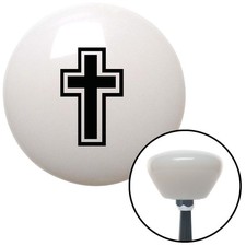 Perilla de cambio retro negra Christian Cross blanca con palanca de cambios M16x1.5 insertada automática