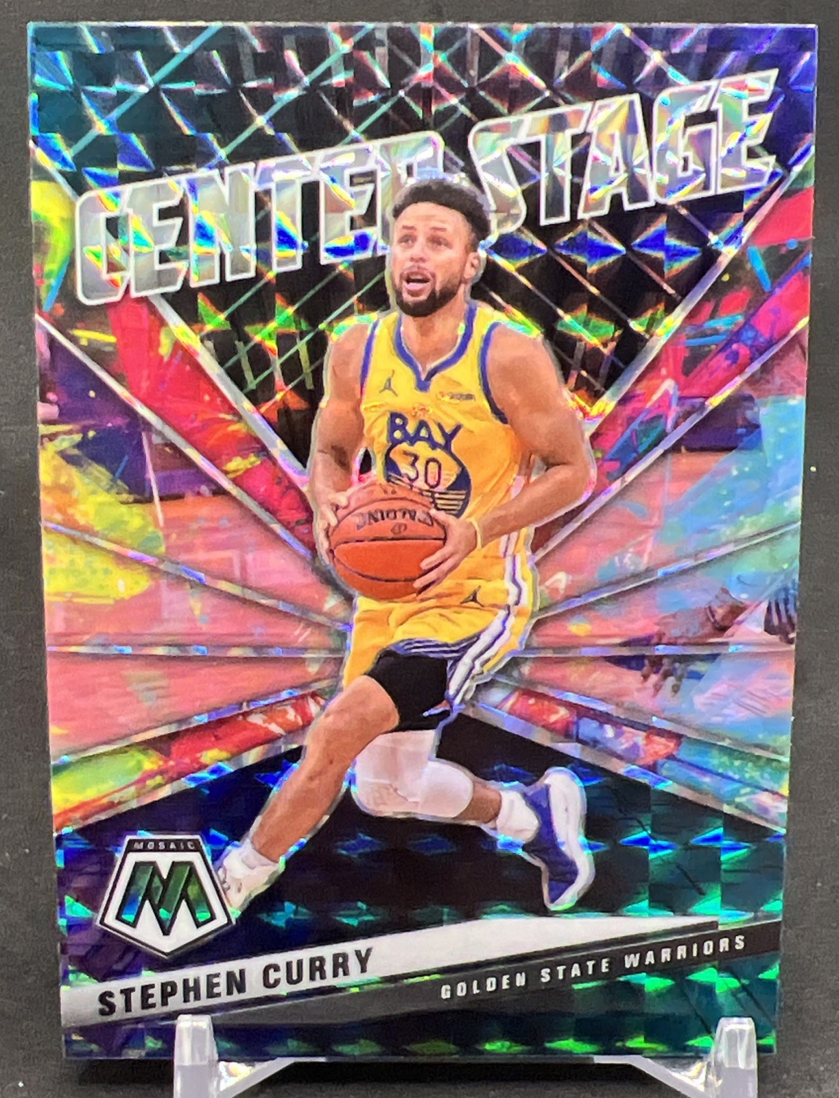 2020 Panini Mosaic Center Stage Stephen Curry #17 Silver Prizm Parallel Warriors