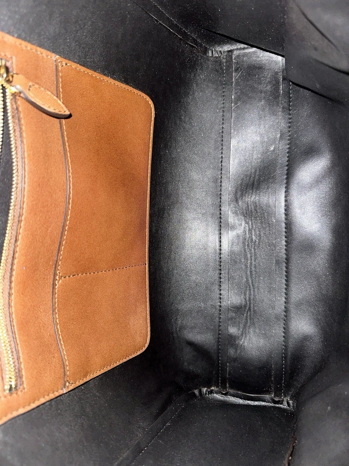 Auténtico Bolso de Mano Ralph Lauren Hecho en Italia Gamuza y Cuero Rayas Diagonales Foto 4 de 4