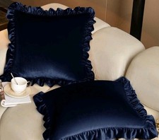 2 Navy Soft Velvet Look Throw Pillow Covers/ Pillowcases 18x18 Zip Enclosure...