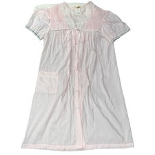 Vintage 70s Barbizon Blendaire Batiste Nightgown Womens L Floral Lace Embroidery