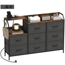 HOMCOM Commode 130.5x30x88cm Brun Rustique