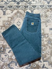 Vintage 90s Carhartt Pants Teal Green WU143 USA Made 34x34 (30x32.5)