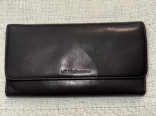 Liz Claiborne Wallet Black Leather Trifold Clutch EUC