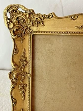 RARE ANTIQUE FITS 3 X 5 PICTURE FRAME FRENCH BAROQUE LOUIS WOOD ORNATE GOLD GILT