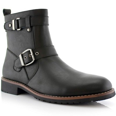 Polar Fox Wyatt Men's Engineer Boot | Motorcycle Style Ankle Boot with Buckle...