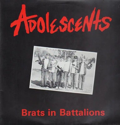 LP Adolescents Brats In Battalions INCL. PIN BUTTON NEAR MINT Armageddon