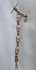Antique Enamel Guilloche Rose Heart Padlock Gold Fill Charm By SoB & Co Bracelet