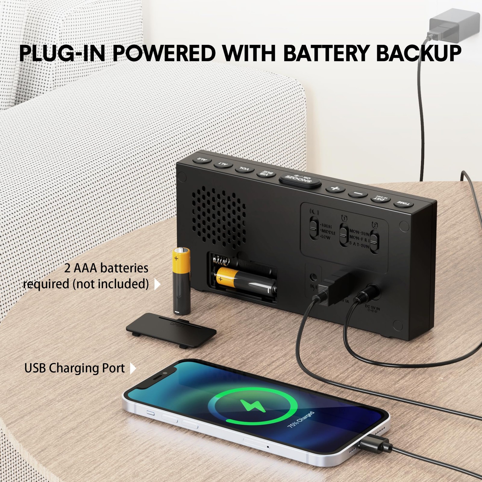 Loud Alarm Clock for Heavy Sleeper, with Vibration for Hearing Impaired Deaf,...