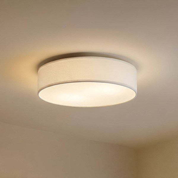Lindby Textil Deckenleuchte Rund 50 Cm, Deckenlampe Stoff Weiß, 3X E27 Max. 60W,-image