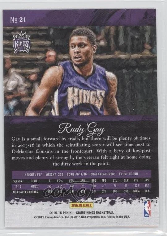 2015-16 Panini Court Kings Rudy Gay #21 - Image 2 of 2