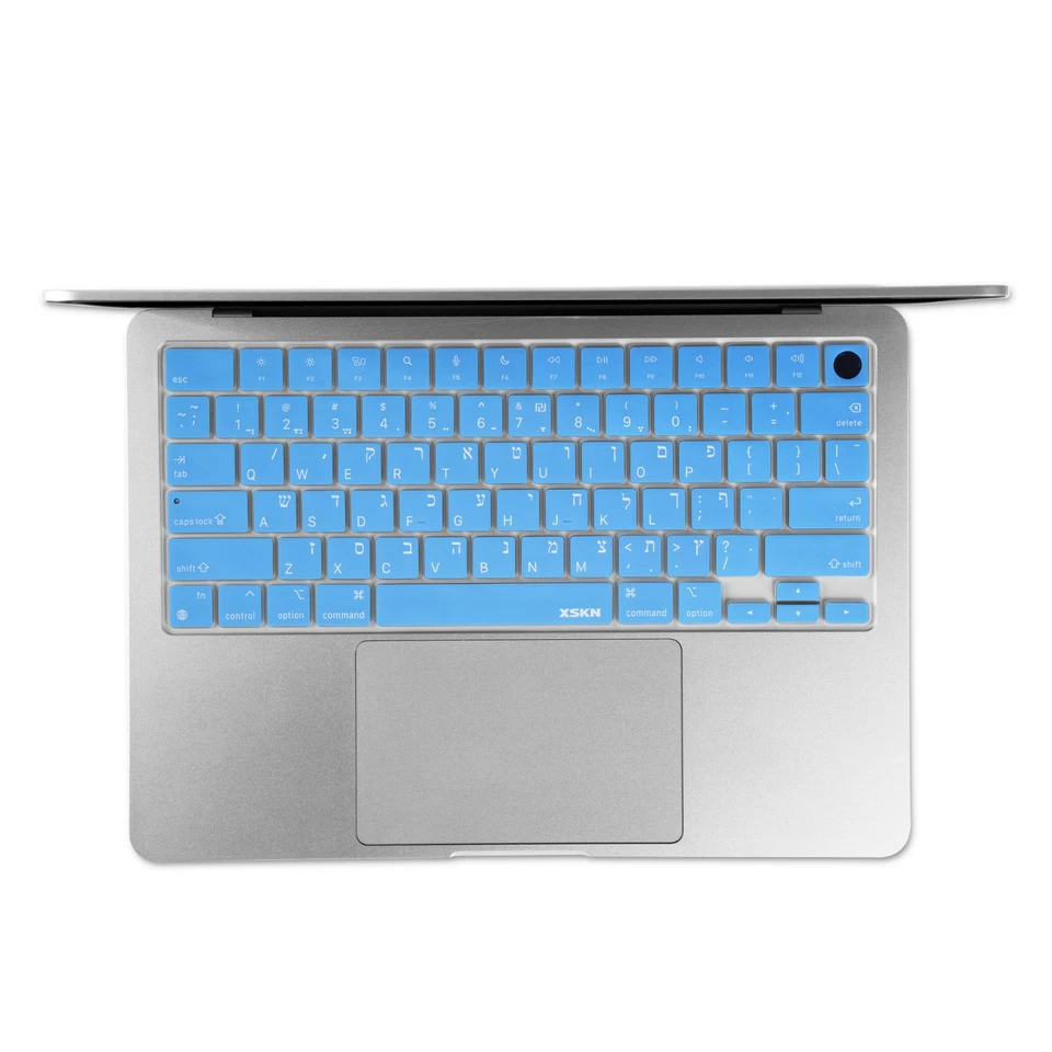 XSKN Blue Hebrew Keyboard Cover for 2022-2025 Macbook Air 13.6/Macbook Air 15.3 - Image 3 of 4