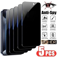 5X For iPhone 17 16 15 14 13 12 11 Pro Privacy Tempered Glass Screen Protector