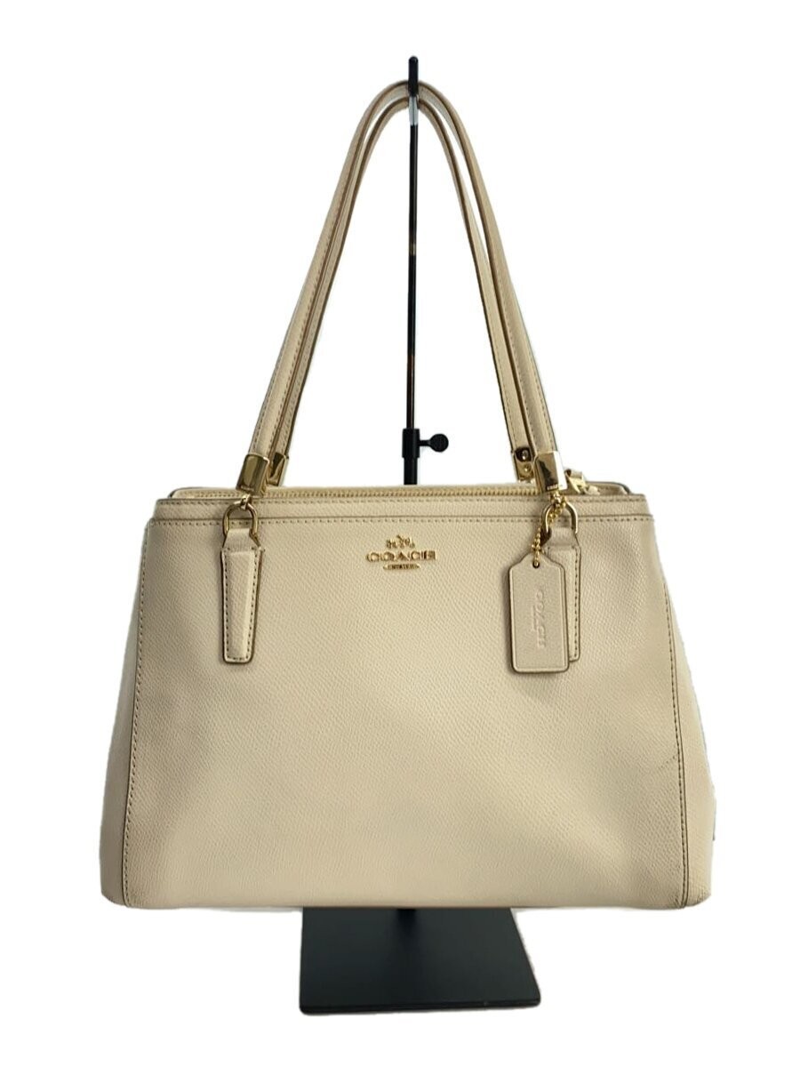 Coach Beige Leather Shoulder Bag 12x21x30cm Pre-Owned