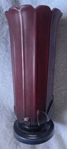 Vintage 1930s? Weller Hudson Mulberry Fluted Signed Vase