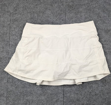Lululemon Pace Rival Skirt Womens 6 Skort White Athletic Lined Tennis Mid Rise